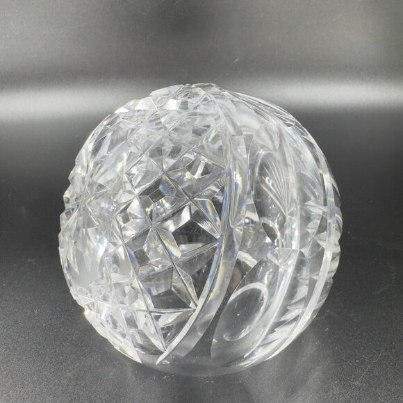 Vintage Clear Glass Crystal Orb Ashtray Sphere Bowl Dish Mid Century Marked VTG - Picture 7 of 14